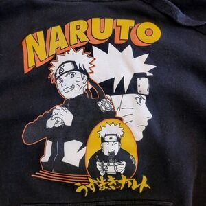 Naruto Anime Hoodie Mens Large Black Graphic Pullover Cotton Bloom Streetwear